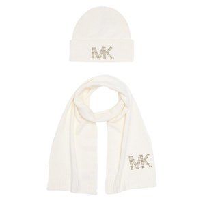 NWT Michael Kors Access Dome Studded Muffler & Beanie Set - Cream